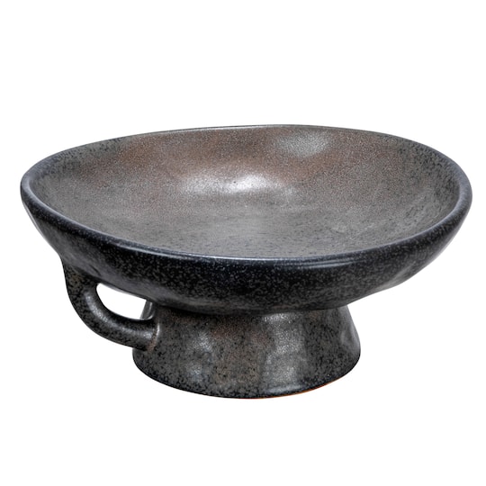 Hello Honey® 8" Black Reactive Glaze Stoneware Bowl with Handle & Base